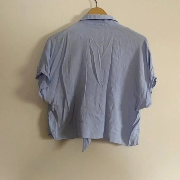 Wilfred Free Blue Crop Front Tie Top - Picture 8 of 10